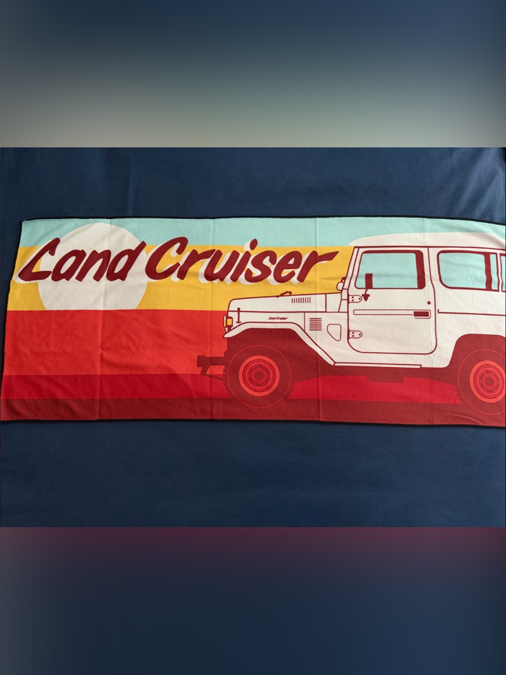 Toyota Graphic Land Cruiser Cooling Towel — Red, Yellow & Light Blue